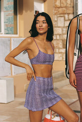 Kasi Monty Triangl Purple Sparkle Crochet Mini Skirt 