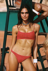 Mica Tage Triangl Red Crochet Bikini