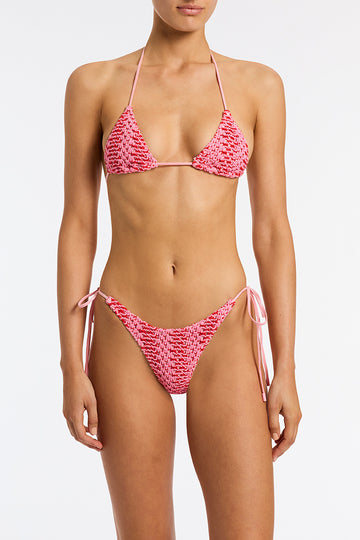 VINCA - ALINA Pink Crochet Triangle Bikini Set | Triangl