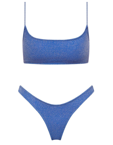 Triangl Mica Blue Sparkle Bikini Set - Size (Top: S+) (Bottom: M)